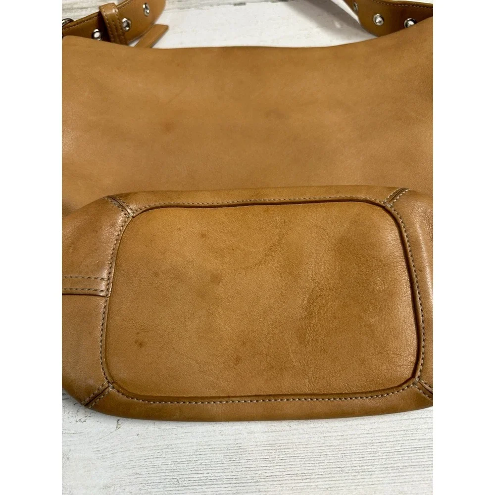 Vintage Coach Leather Shoulder Duffle Bag Camel Brown All Leather Purse B3S 9186